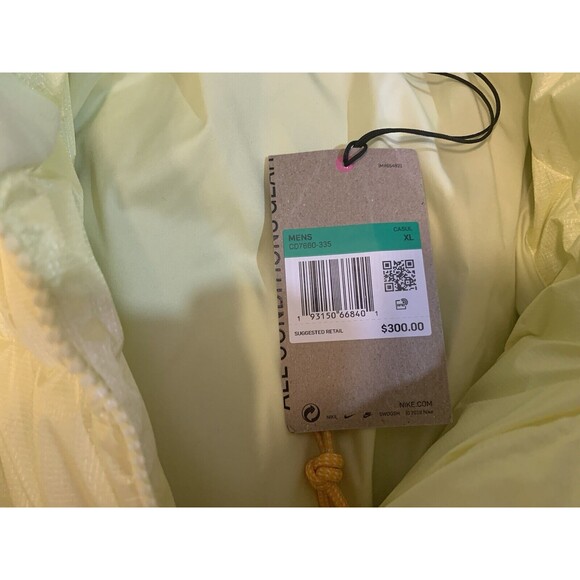 New Nike ACG Water Repellent Nylon Down Jacket Yellow Size XL CD7660-335 - Picture 4 of 6